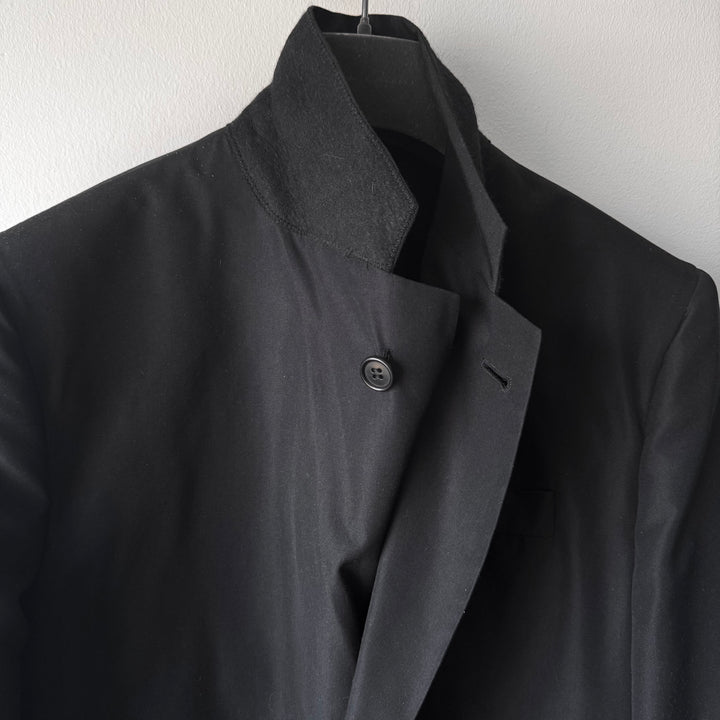 Helmut Lang 1990’s Black Silk Button-up Overcoat