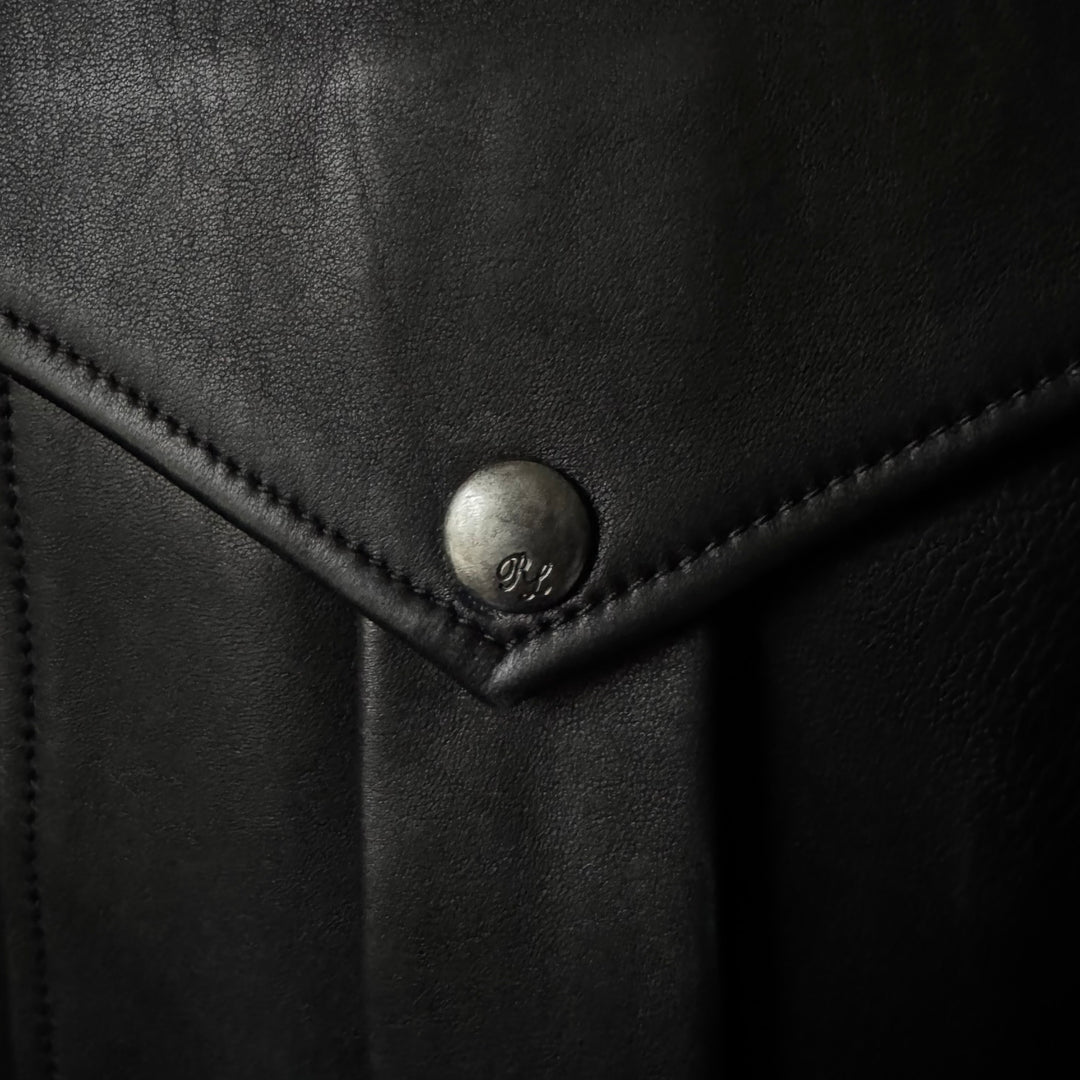 Ralph Lauren Purple Label Black Lamb Leather Field Jacket