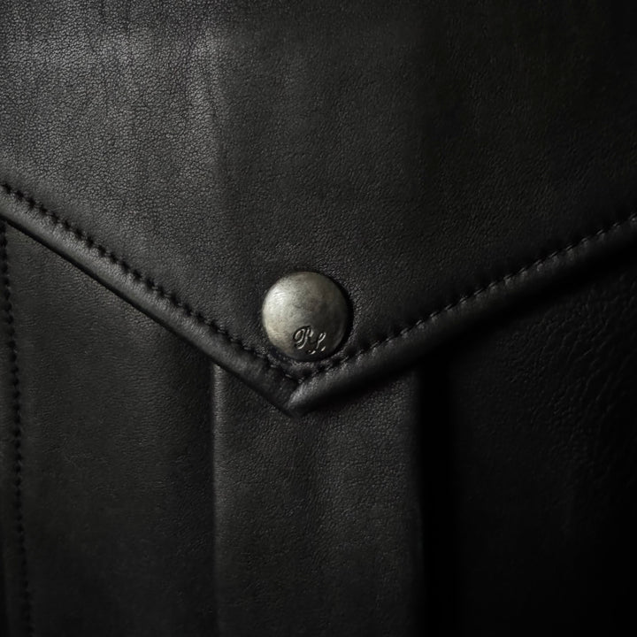 Ralph Lauren Purple Label Black Lamb Leather Field Jacket
