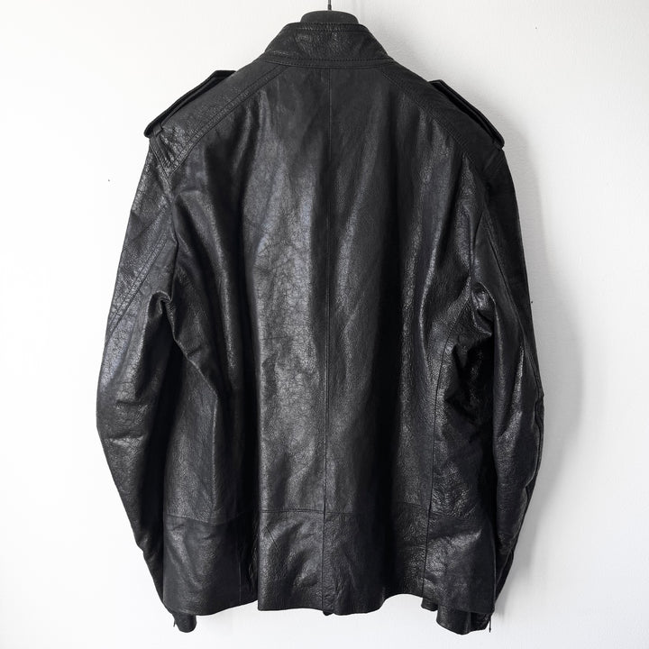 Ann Demeulemeester SS2003 Black Cracked Leather Biker Jacket