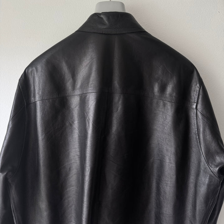 Hermes 2000's Unlined Black Lamb Leather Shirt Jacket