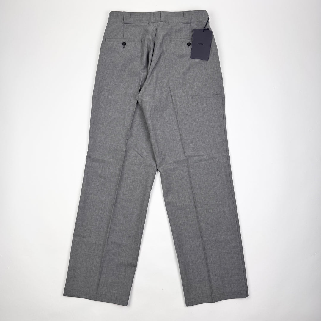 Prada SS2024 Main-Line Light Gray Wide Fine Wool Pants