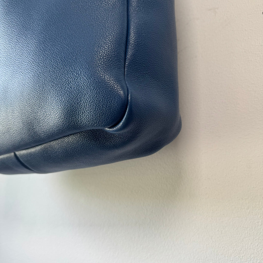 Prada Blue Triangle Logo Nappa Leather Large Tote Bag