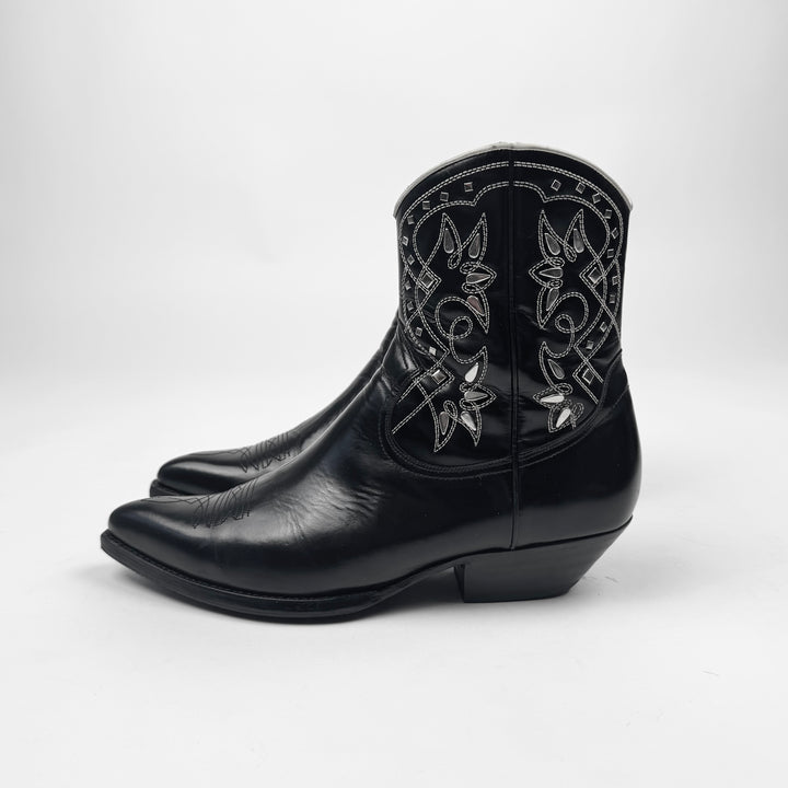 Saint Laurent By Hedi Slimane SS2015 Psych Rock Black Studded Western Boots