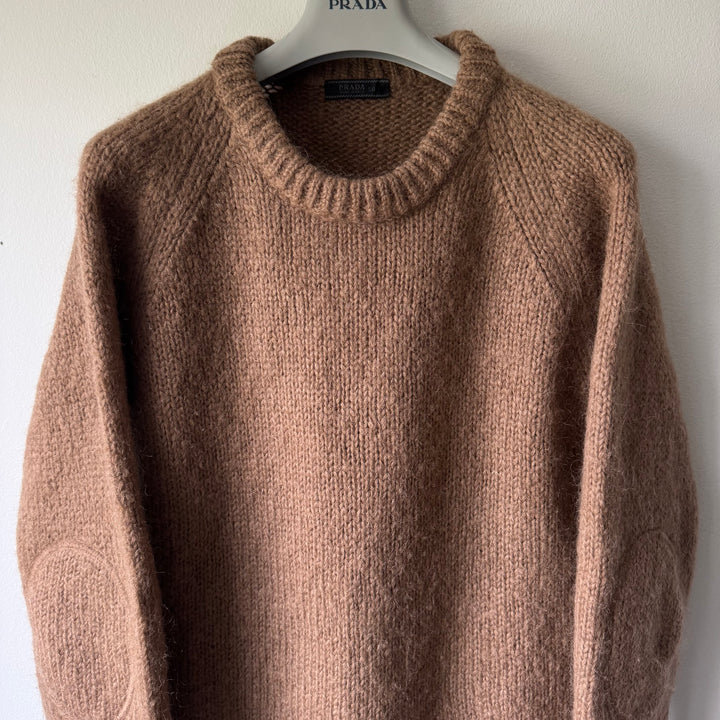 Prada 2000's Brown Mohair/Wool Heavy Knit Pullover Sweater