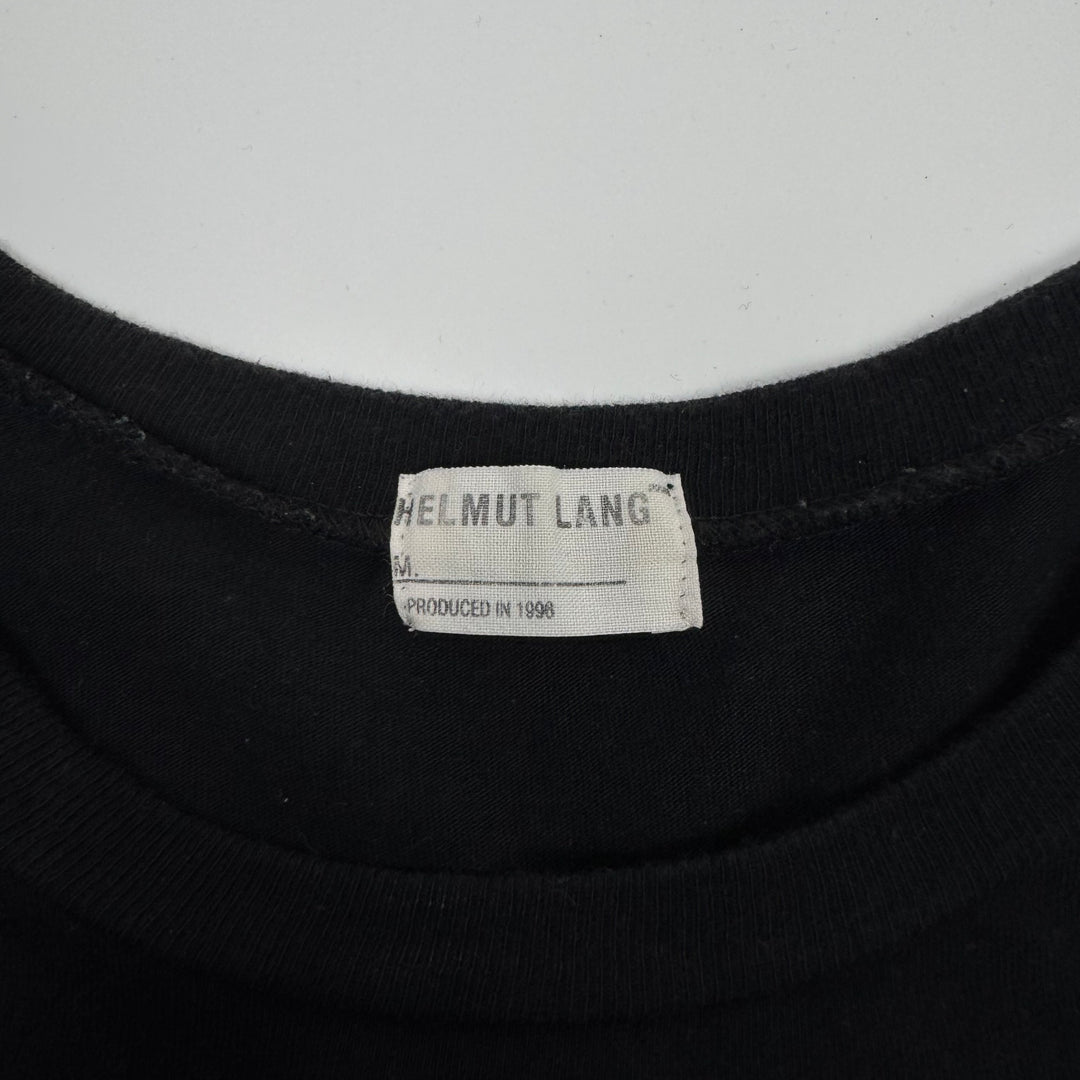 Helmut Lang 1996 Black Logo Print Backstage Press T-Shirt