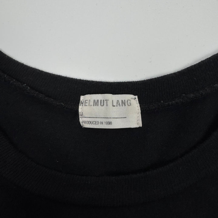 Helmut Lang 1996 Black Logo Print Backstage Press T-Shirt