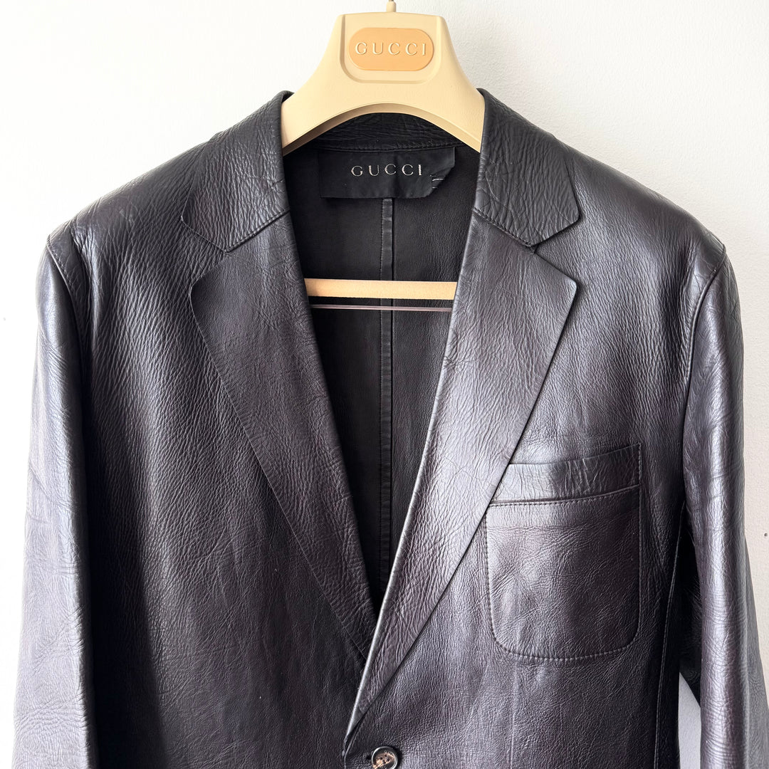 Gucci By Tom Ford FW1998 Brown Leather Blazer Jacket