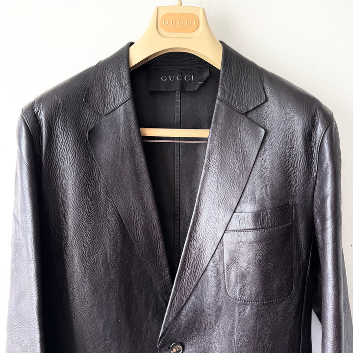 Gucci By Tom Ford FW1998 Brown Leather Blazer Jacket