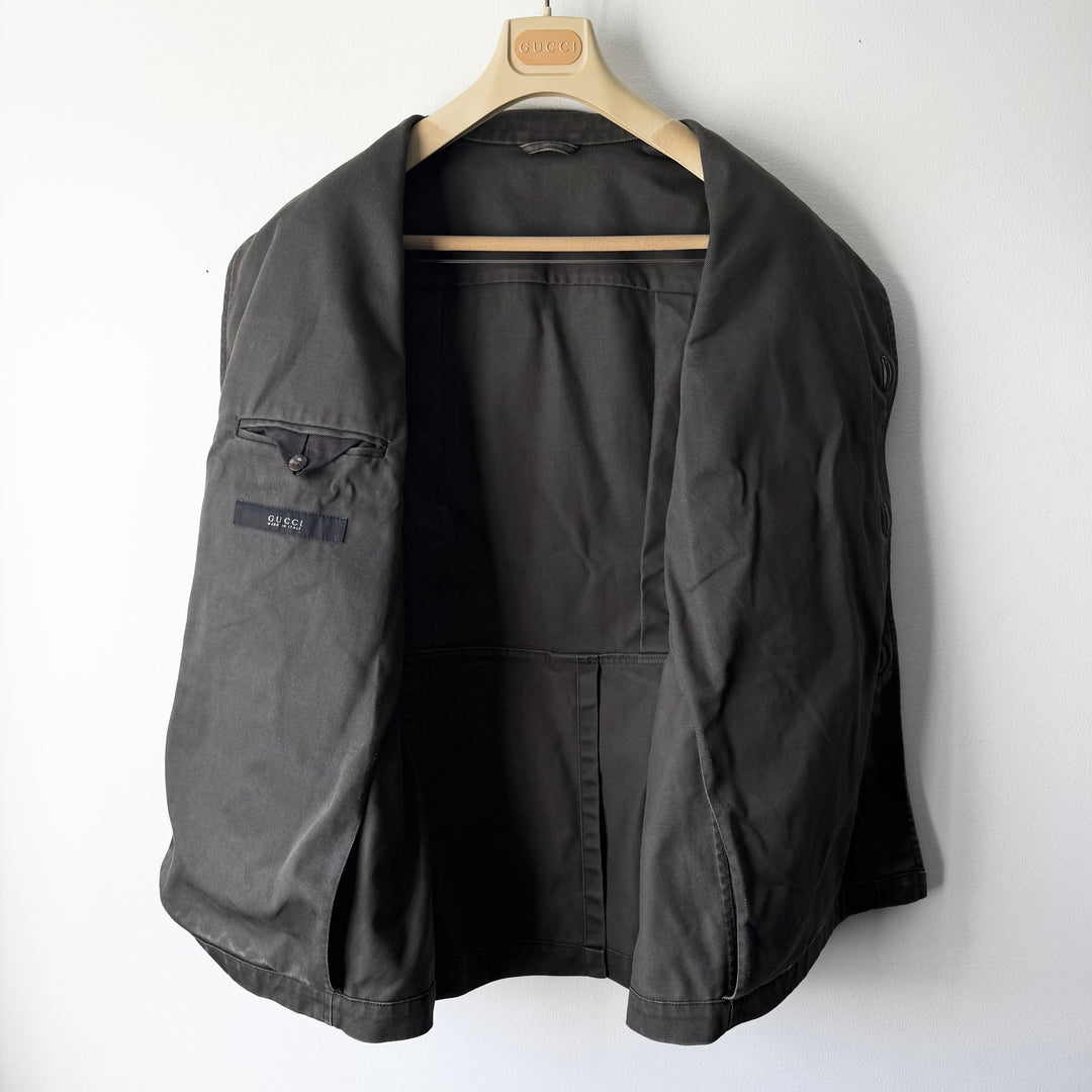 Gucci By Tom Ford SS2003 Brown Cotton Mandarin Collar Safari Jacket