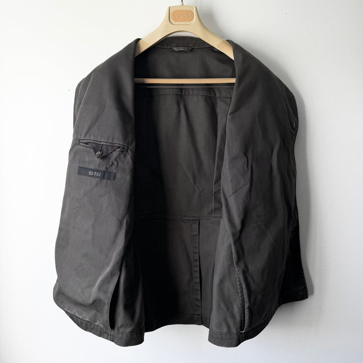 Gucci By Tom Ford SS2003 Brown Cotton Mandarin Collar Safari Jacket