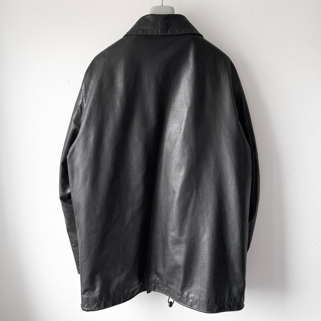 Jil Sander 2000’s Black Wool Lined Short Leather Coat