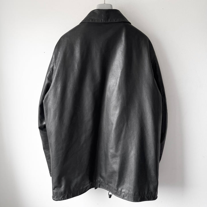 Jil Sander 2000’s Black Wool Lined Short Leather Coat
