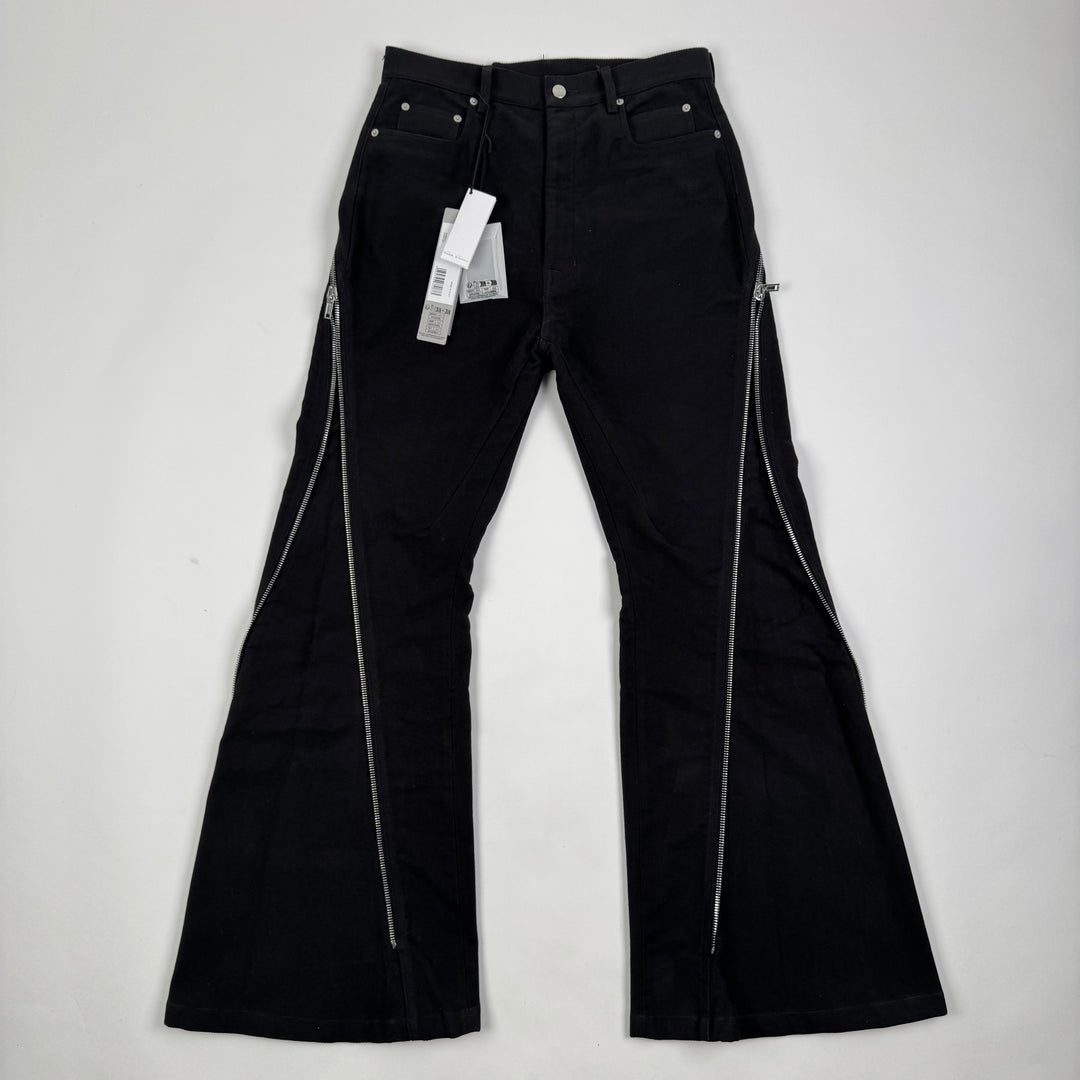 Rick Owens FW2024 Black Heavy Cotton Twill Bolan Banana Bootcut Pants