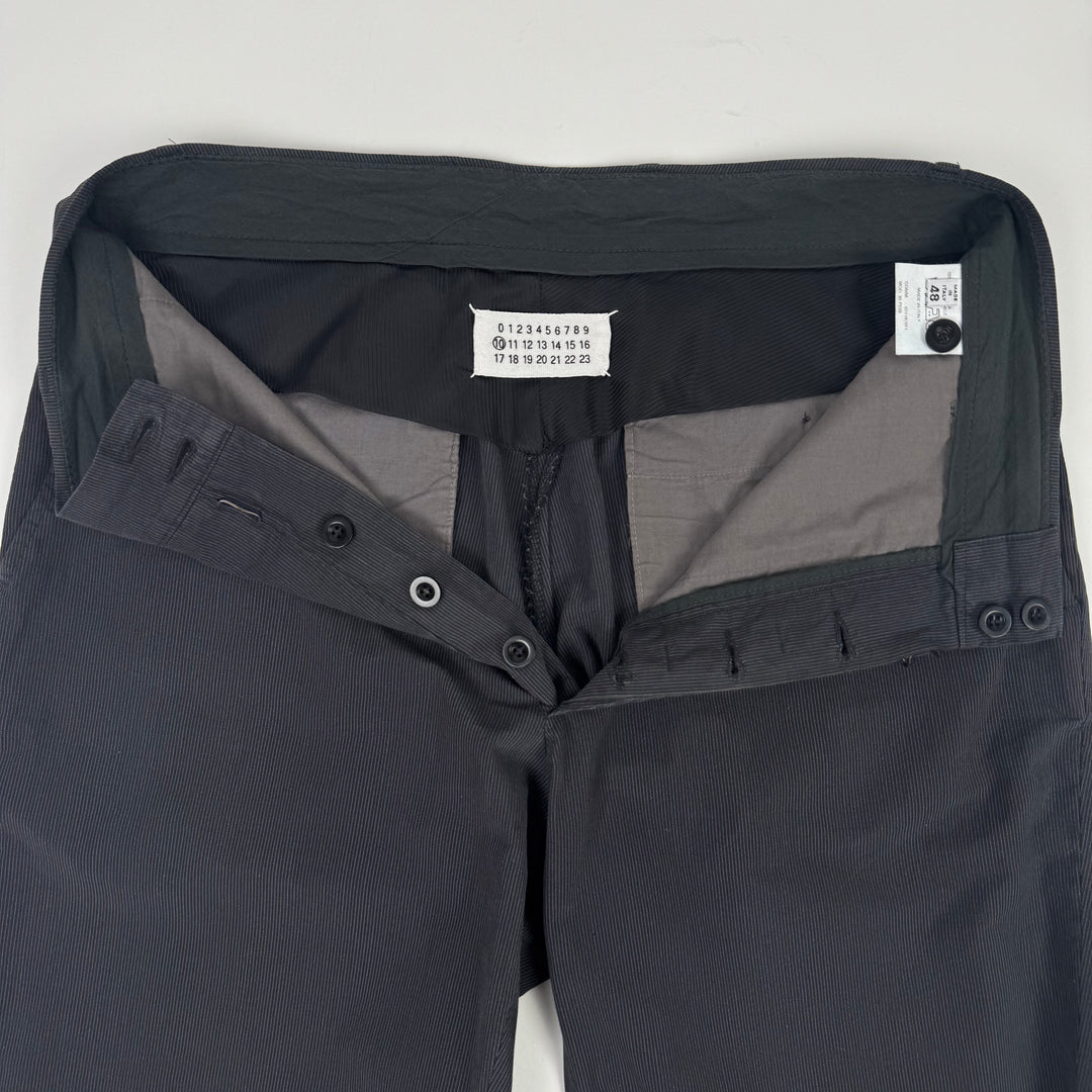 SS2001 Martin Margiela Dark Gray Pinstripe Cotton Wide Relaxed Pants