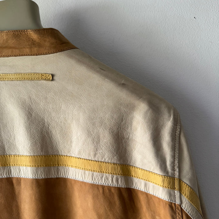 Prada Linea Rossa 2000’s Cropped Cafe Racer Moto Leather Jacket