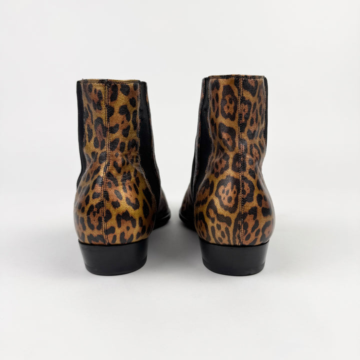 Saint Laurent SS2015 Leopard Pointy Leather Chelsea Boots