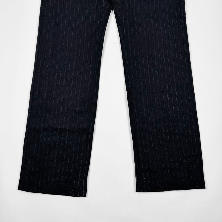 Ann Demeulemeester 2000’s Black Pinstripe Wool Relaxed Pants