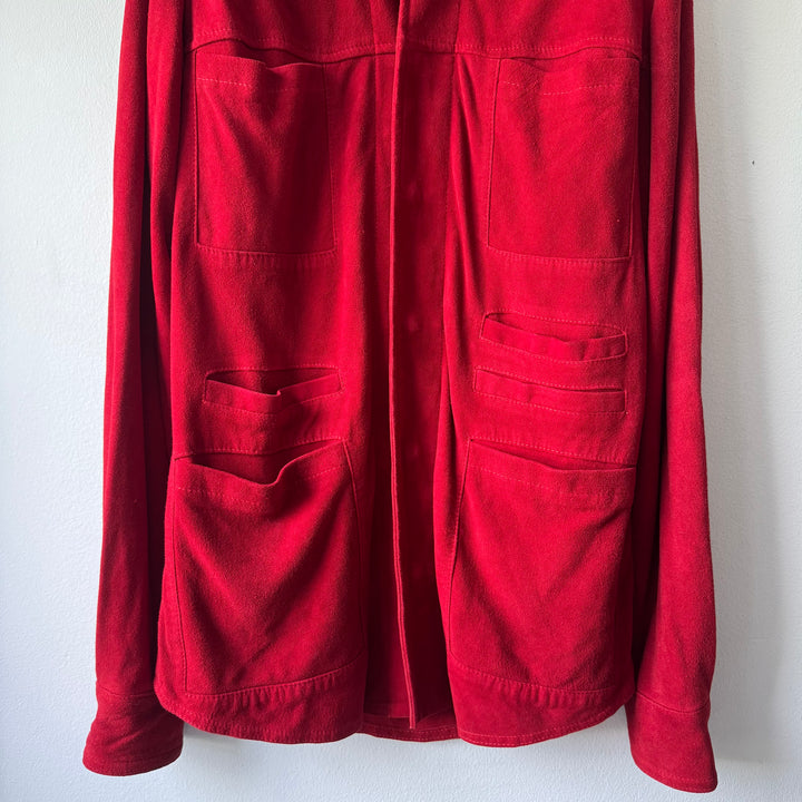 SS2008 Martin Margiela Red Multipocket Deer Suede Leather Overshirt Jacket