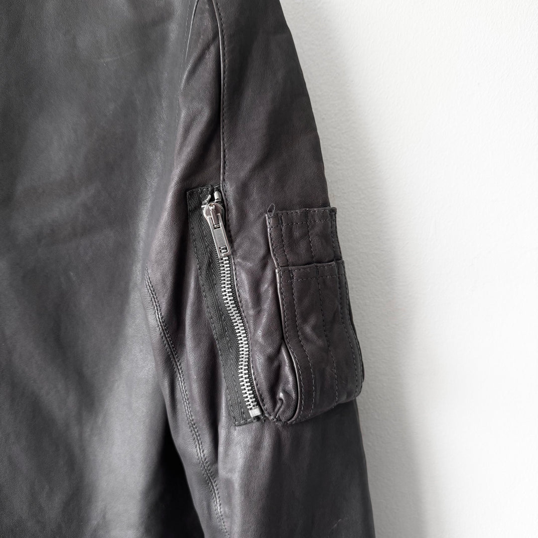 Rick Owens SS2010 Dark Shadow Gray Globa Back-Zip Lamb Leather Jacket