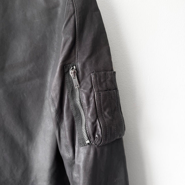 Rick Owens SS2010 Dark Shadow Gray Globa Back-Zip Lamb Leather Jacket