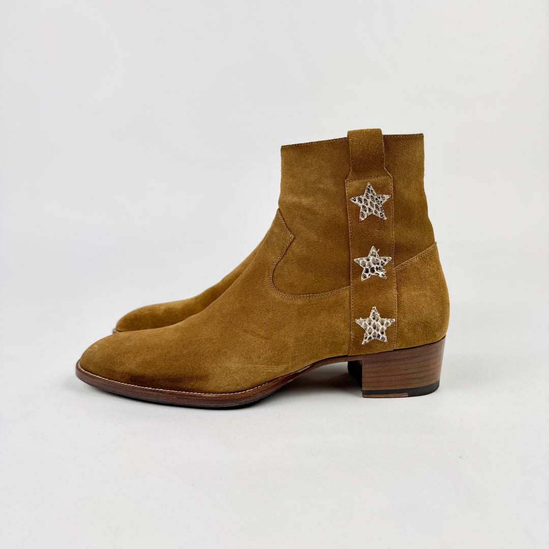 Saint Laurent SS2015 Psych Rock Brown Suede Star Wyatt Boots