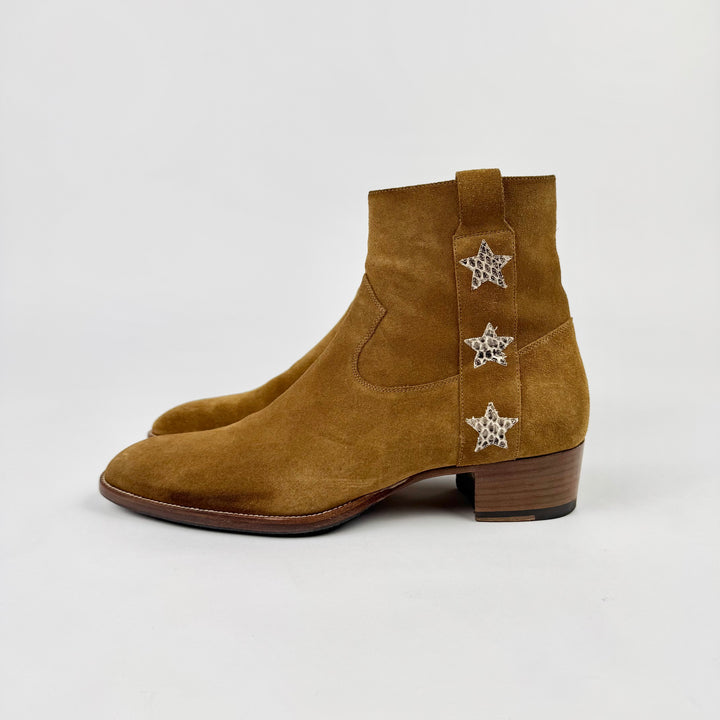 Saint Laurent SS2015 Psych Rock Brown Suede Star Wyatt Boots
