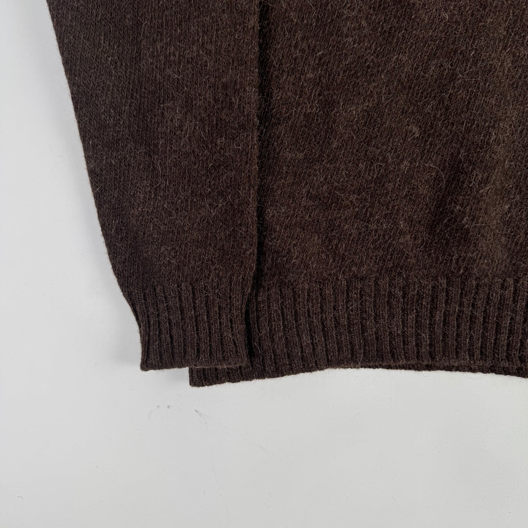 Prada 1990's Brown Alpaca/Wool Blend Chunky Knit V-Neck Pullover