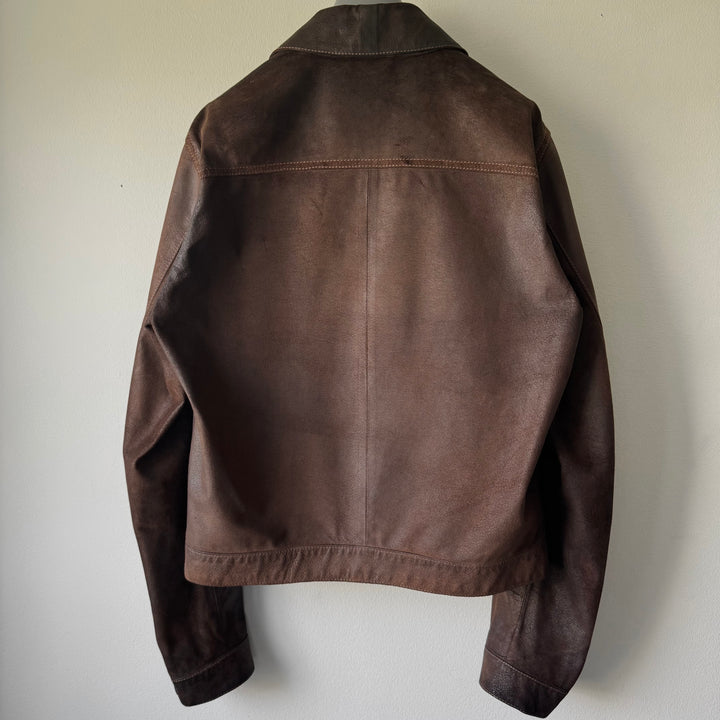 Miu Miu 2000’s Vintage Effect Suede Cropped Leather Blouson
