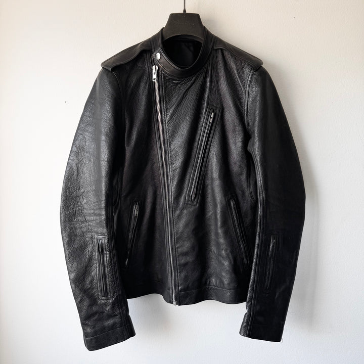Rick Owens SS2016 Black Heavy Calf Leather Safari Moto Biker Jacket