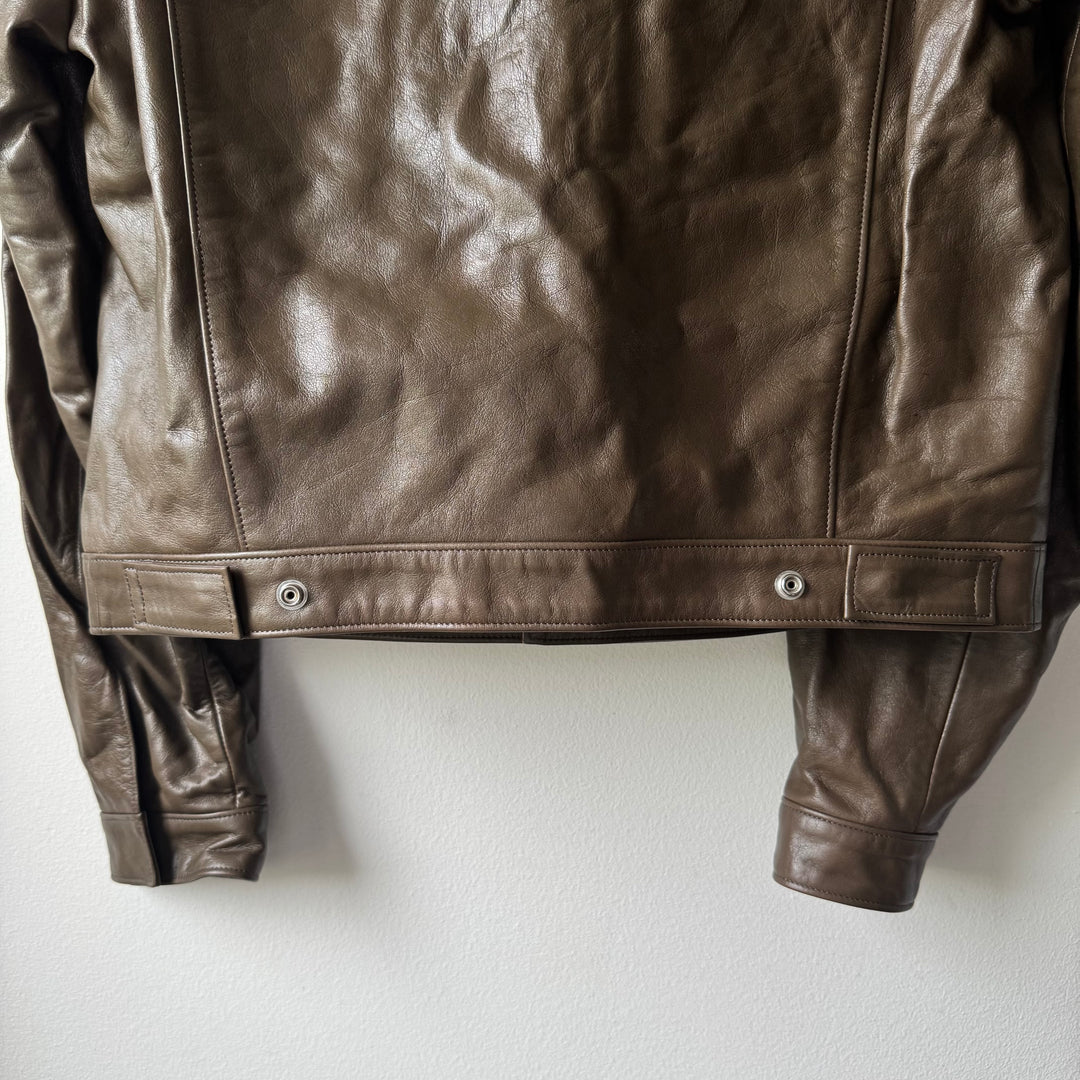 Lemaire Cropped Glazed Cow Leather Blouson Jacket