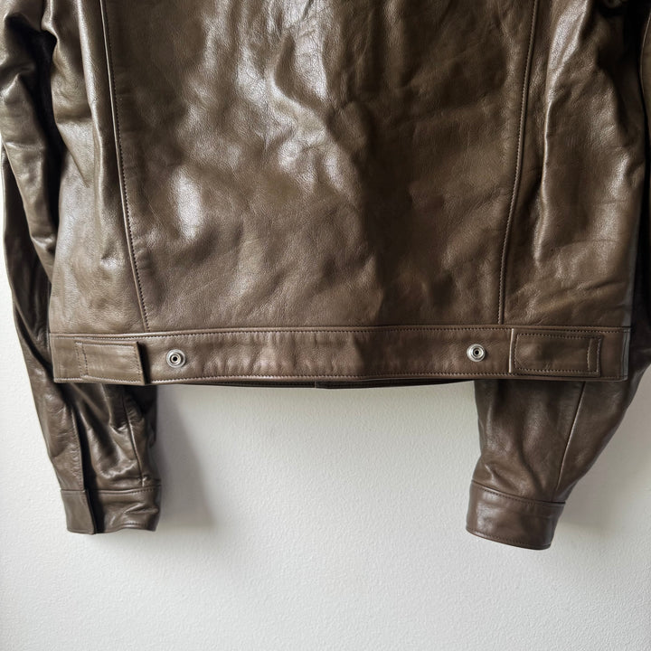 Lemaire Cropped Glazed Cow Leather Blouson Jacket