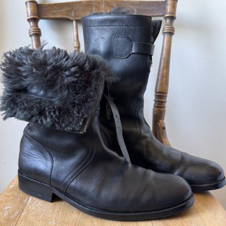 Gucci By Tom Ford 2000's Shearling Biker Leather Boots