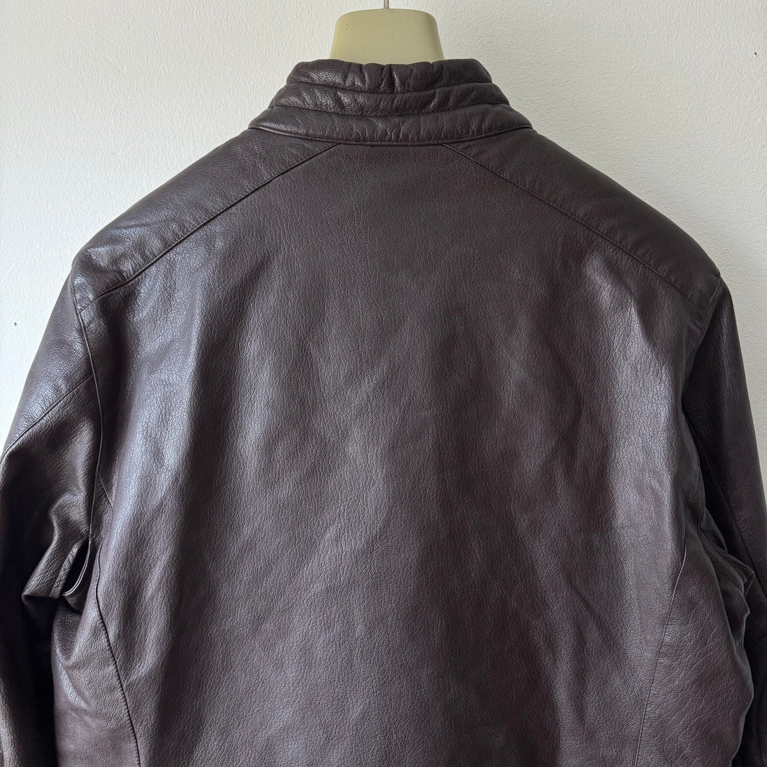 Prada Linea Rossa SS2001 Brown Café Racer Leather Jacket