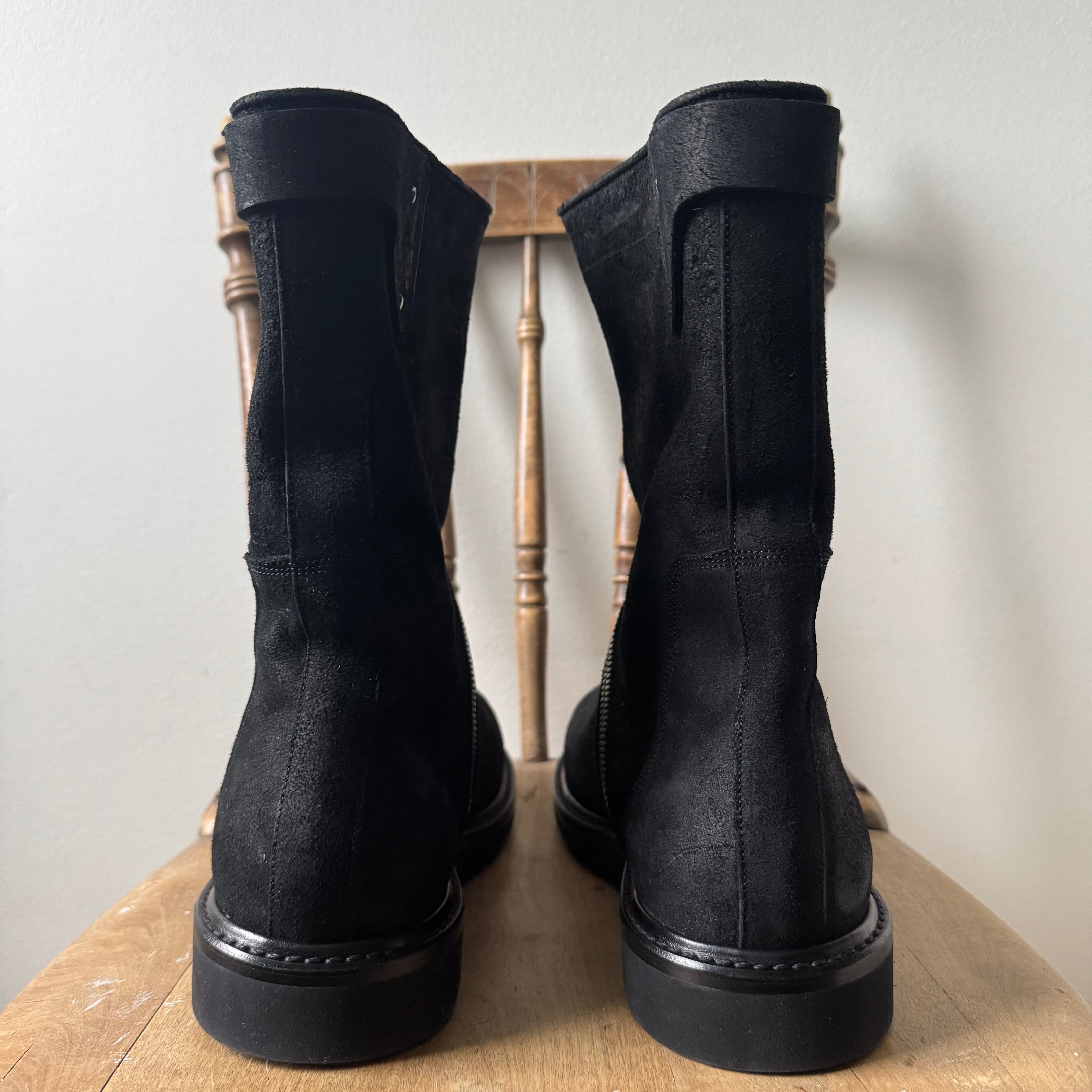 Rick Owens FW13 Blistered Suede Spiral Zip Creeper Boots