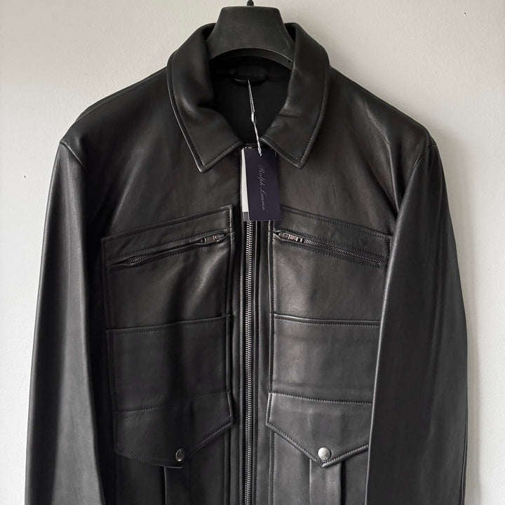 Ralph Lauren Purple Label Black Lamb Leather Field Jacket
