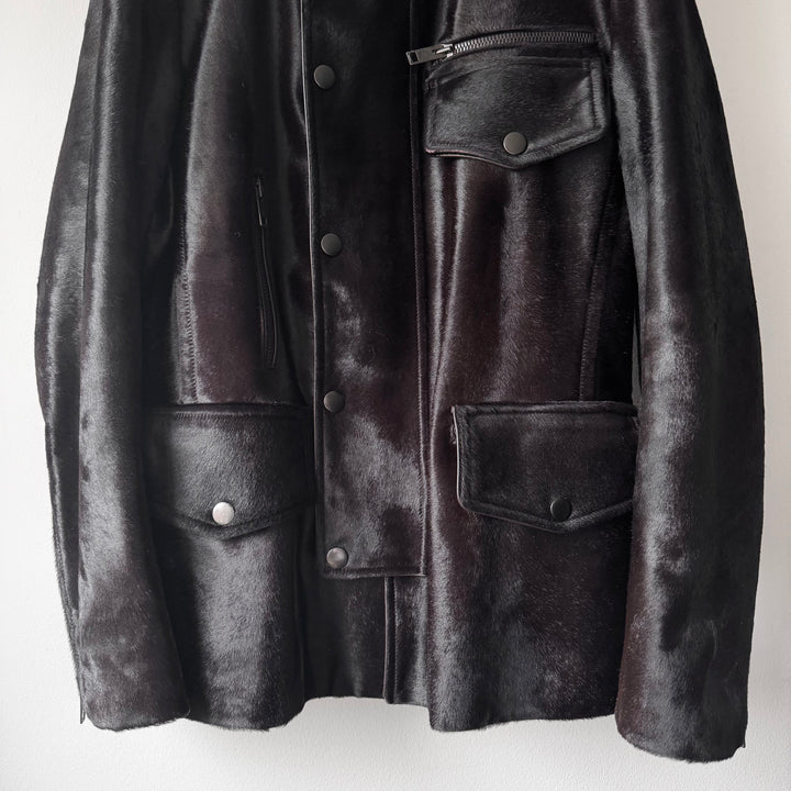Gucci By Tom Ford FW2004 Brown Calf Hair-On-Hide Leather Half Coat Jacket