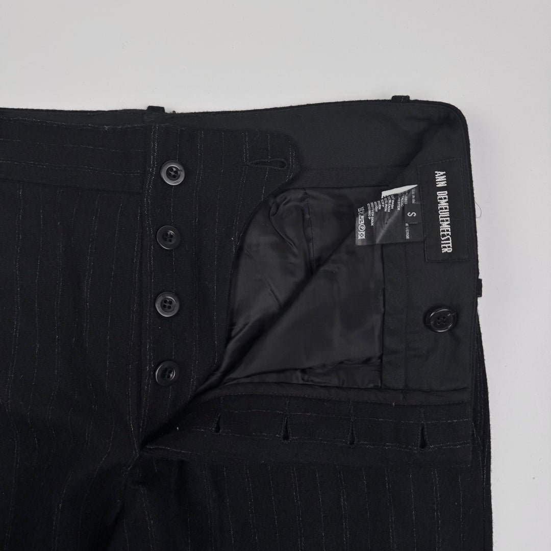 Ann Demeulemeester 2000’s Black Pinstripe Wool Relaxed Pants