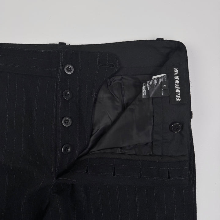 Ann Demeulemeester 2000’s Black Pinstripe Wool Relaxed Pants