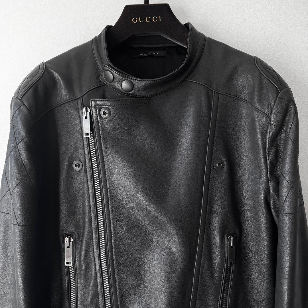 Gucci FW2006 Black Lamb Leather Biker Moto Jacket