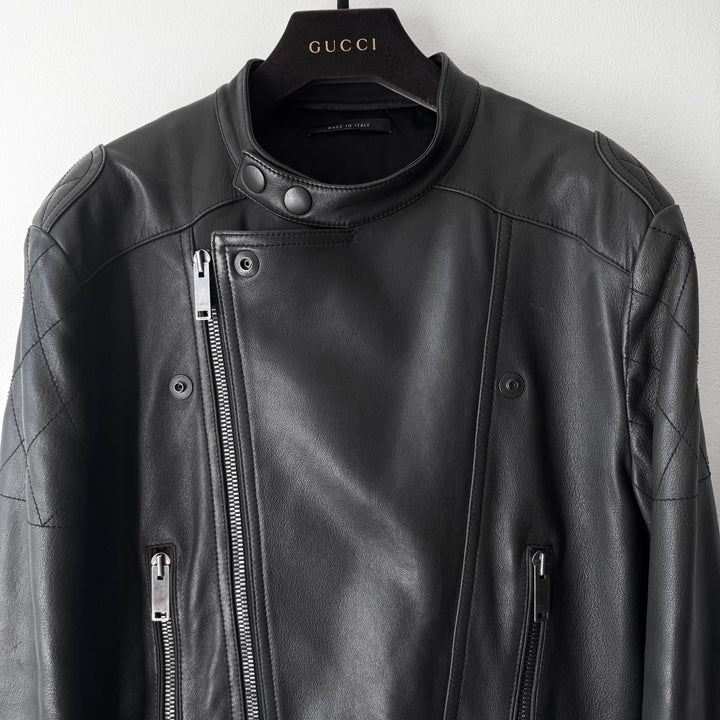 Gucci FW2006 Black Lamb Leather Biker Moto Jacket