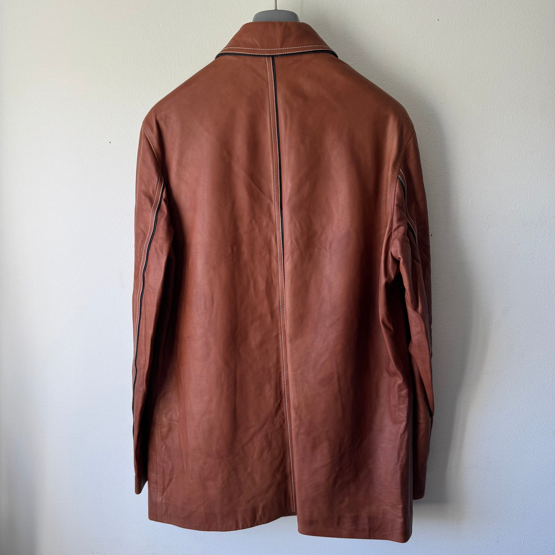 Hermes Brown/Orange Calf Leather Overcoat