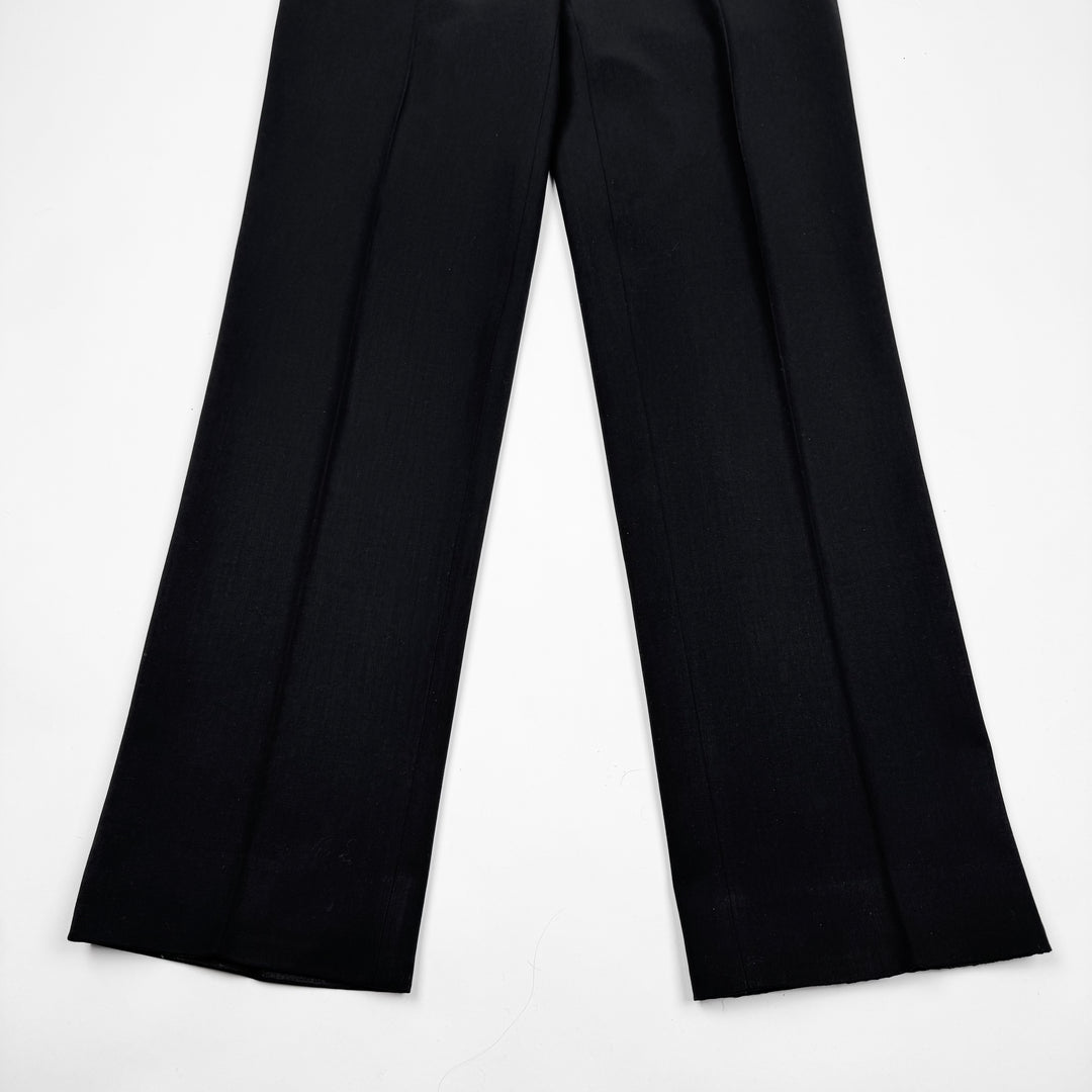 Prada FW2000 Black Stretch-Wool Pleated Suit Trousers/Pants