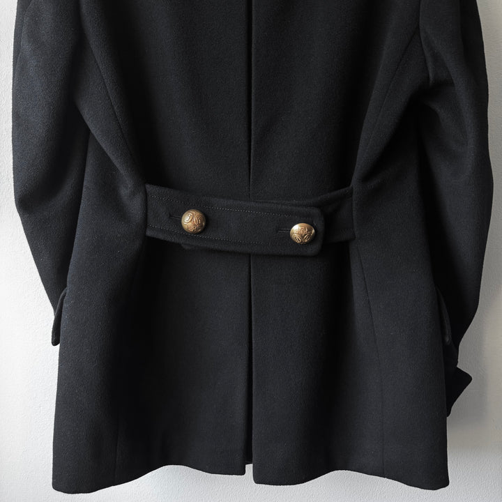 Gucci By Tom Ford FW2003 Black Double Breasted Gold Button Wool Peacoat