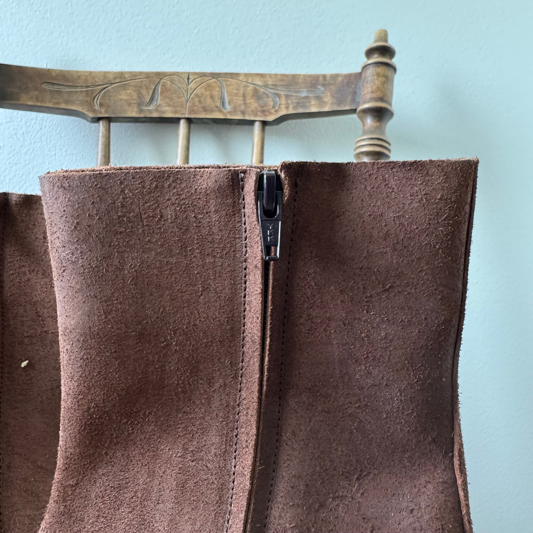 AW2003 Martin Margiela Brown Suede Square Toe Boots