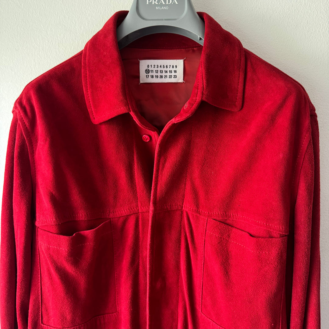 SS2008 Martin Margiela Red Multipocket Deer Suede Leather Overshirt Jacket