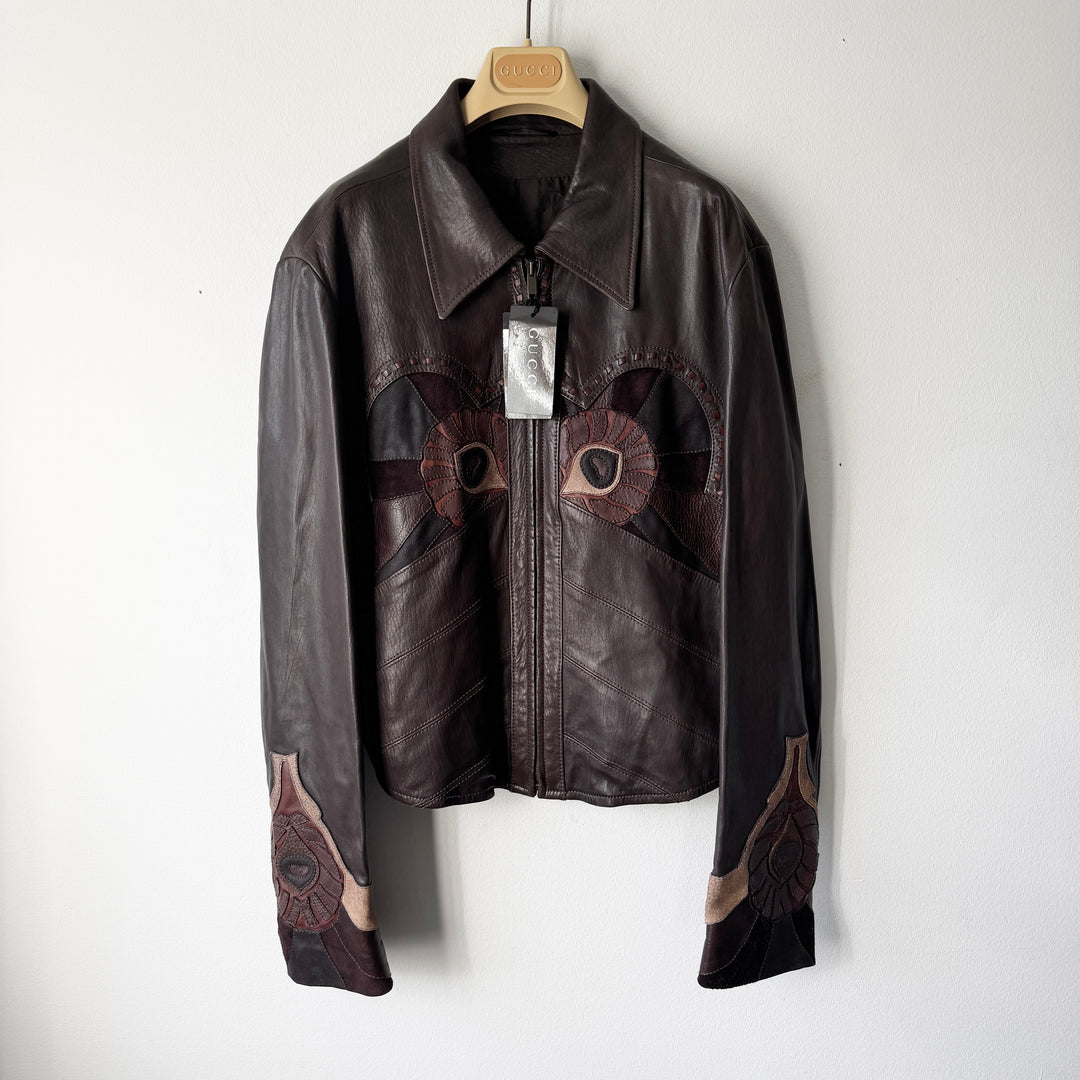 Gucci By Tom Ford SS2004 Brown Patchwork Western Leather Jacket