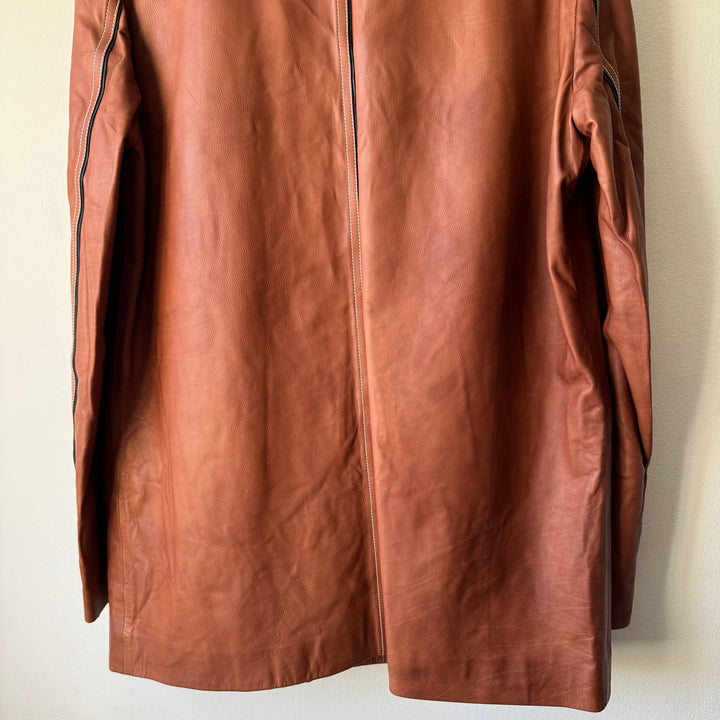 Hermes Brown/Orange Calf Leather Overcoat