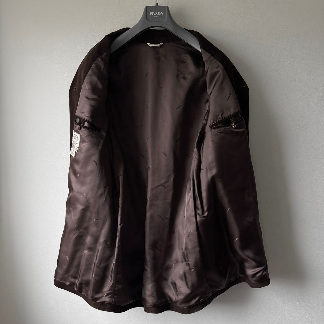 Hermes 2000's Brown Suede Deer Leather Short Coat