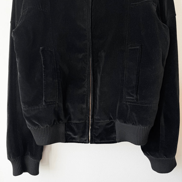 Yves Saint Laurent Rive Gauche By Tom Ford FW2004 Black Cashmere Velour High-Neck Bomber Jacket